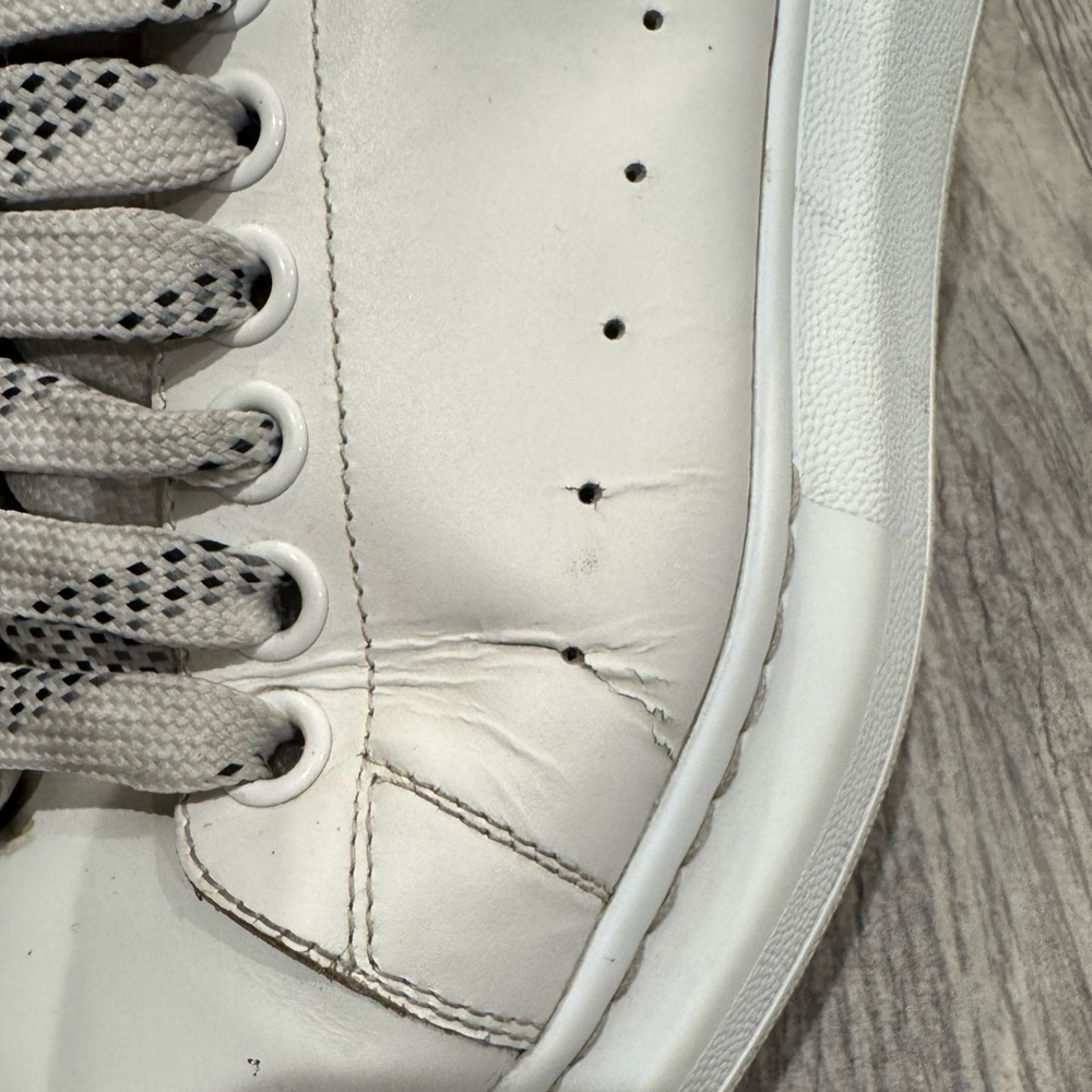 Alexander McQueen white black Suede-trimmed leather exaggerated-sole sneakers - Picture 6 of 11